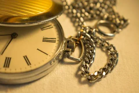 Old Pocket Watch with Chains Stock Photos