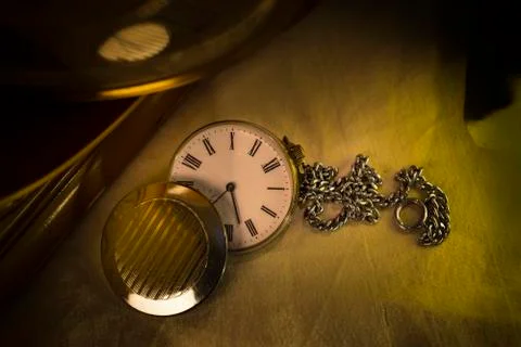 Old Pocket Watch with Chains 写真素材