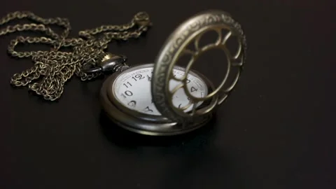 Old pocket watch rotation display Stock Footage 158409344