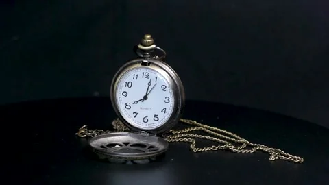Old pocket watch rotation display Stock Footage 158409345