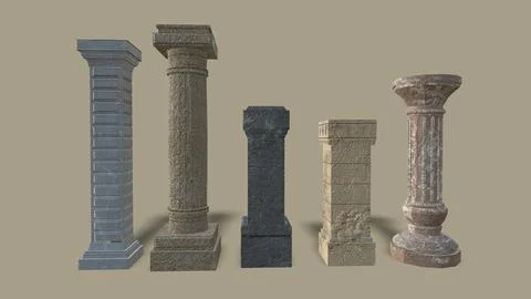 Old poles isolated on the background 3d-rendering 스톡 일러스트