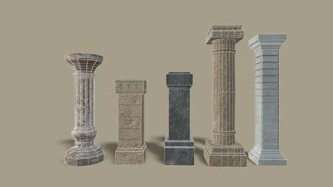 Old poles isolated on the background 3d-rendering Illustrazione stock