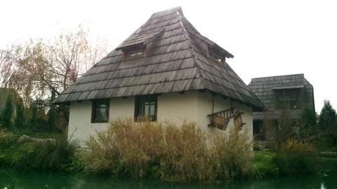 An old pond house Stock Photos