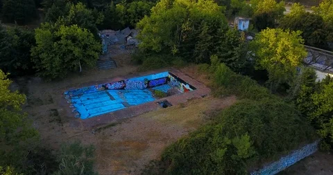 OLD POOL IN THE FOREST Stock Footage 94411543