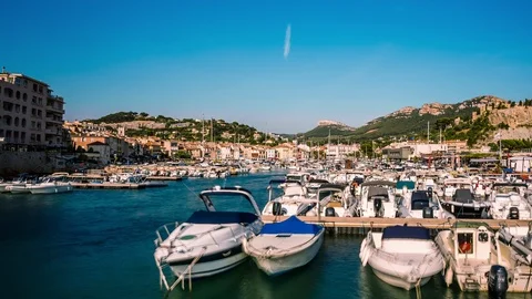 Old Port of Cassis in summer time lapse Stock Footage 119038599