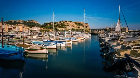 Old Port of Cassis in summer time lapse Stock Footage 119038622
