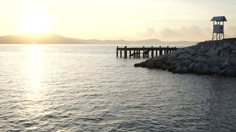 Old port on the sea Stock Footage 75487628