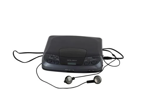 Old portable cd audio player Stock Photos