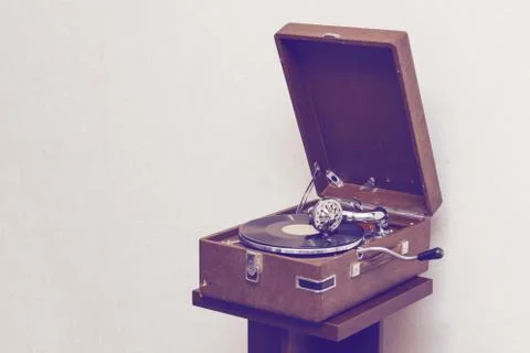 Old portable gramophone Stock Photos