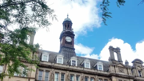 The Old Post Office - Clock Tower and Historic Architecture in Leeds Video stock 338217953