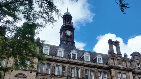 The Old Post Office Leeds - Historic Architecture with Clock Tower. Stock Footage 338217950