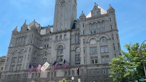 Old Post Office tower on Pennsylvania Avenue in Washington DC Stock Footage 280348453