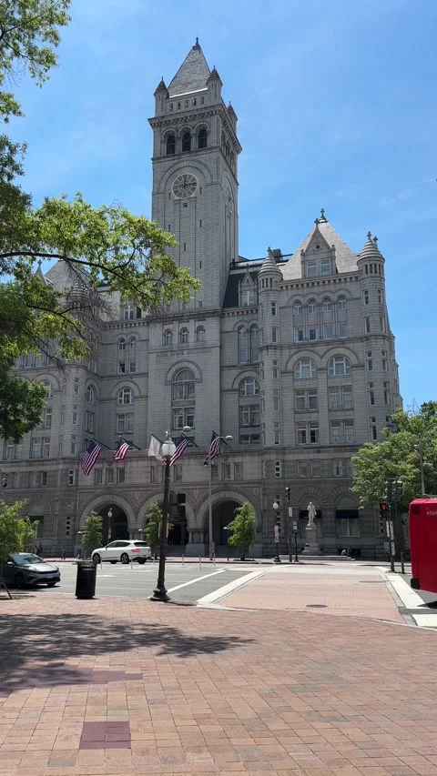 Old Post Office tower on Pennsylvania Avenue in Washington DC Stock Footage 280348459