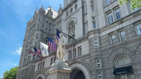 Old Post Office tower on Pennsylvania Avenue in Washington DC Stock Footage 280349093