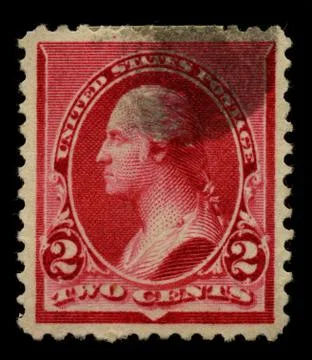 Old postage stamp on a black background. Foto stock