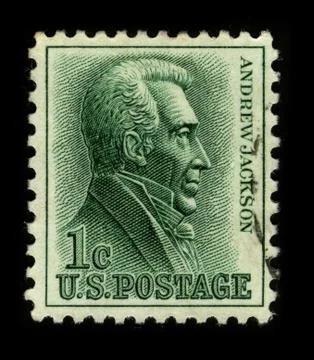 Old postage stamp on a black background. Stock-Fotos