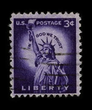 Old postage stamp on a black background. Foto stock