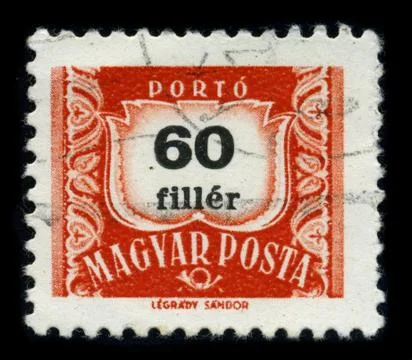 Old postage stamp on a black background. Stock-Fotos