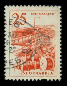 Old postage stamp on a black background. 스톡 사진