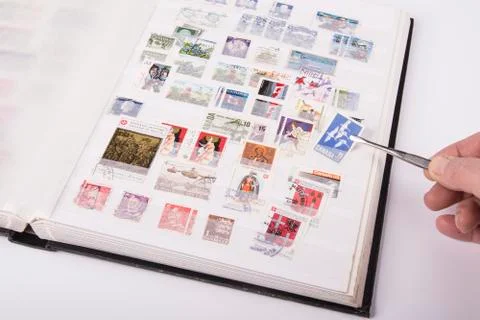 Old postage stamps collection Stock Photos