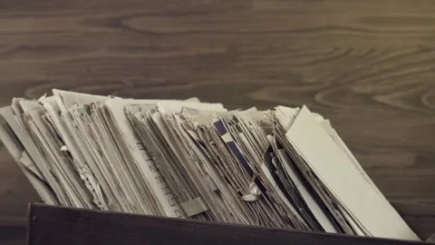 Old postal paper letters in the box zoom in Stock Footage 320165587