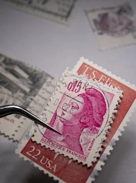 Old Postal Stamps Collection Фото