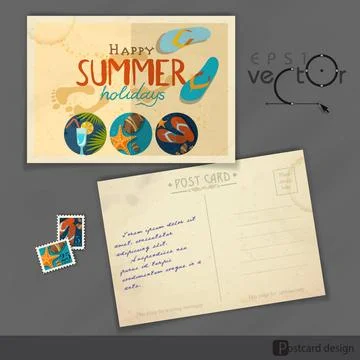 Old Postcard Design, Template Old Postcard Design, Template. Vector Illust... Stock Photos