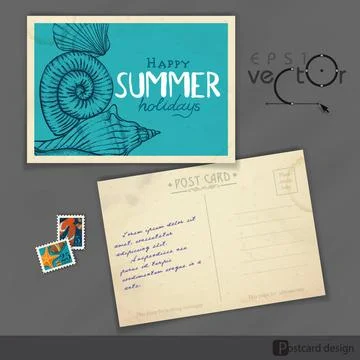 Old Postcard Design, Template Old Postcard Design, Template. Vector Illust... 스톡 사진