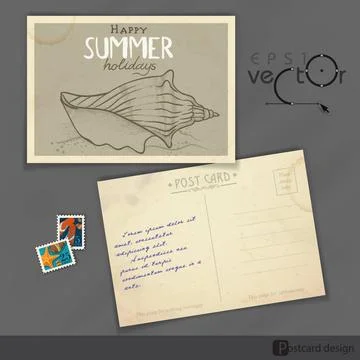 Old Postcard Design, Template Old Postcard Design, Template. Vector Illust... Stock Photos