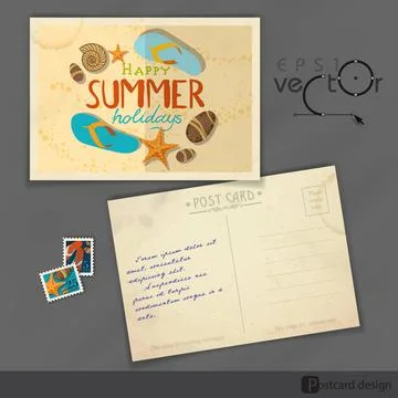 Old Postcard Design, Template Old Postcard Design, Template. Vector Illust... 스톡 사진