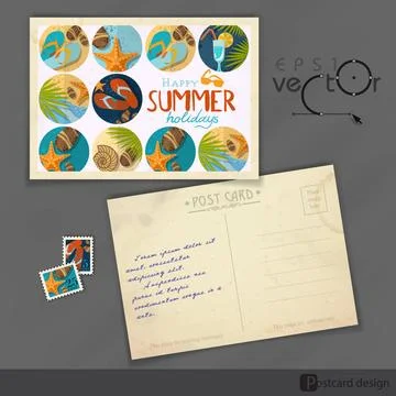 Old Postcard Design, Template Old Postcard Design, Template. Vector Illust... Stock Photos