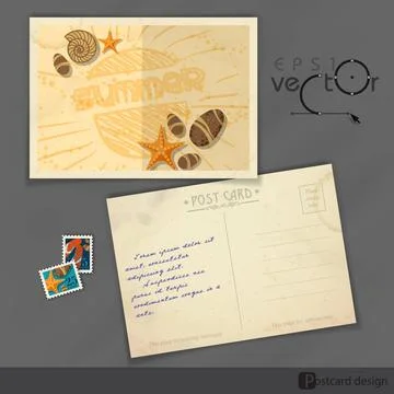 Old Postcard Design, Template Old Postcard Design, Template. Vector Illust... Stock Photos