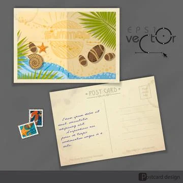 Old Postcard Design, Template Old Postcard Design, Template. Vector Illust... Stock Photos