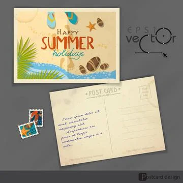 Old Postcard Design, Template Old Postcard Design, Template. Vector Illust... 스톡 사진