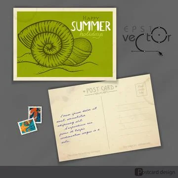 Old Postcard Design, Template Old Postcard Design, Template. Vector Illust... Stock Photos