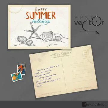 Old Postcard Design, Template Old Postcard Design, Template. Vector Illust... Stock Photos