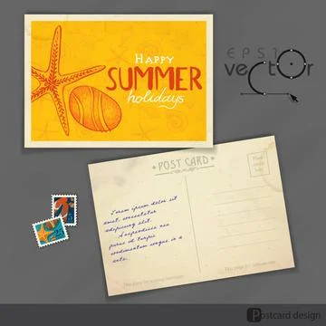 Old Postcard Design, Template Old Postcard Design, Template. Vector Illust... 스톡 사진