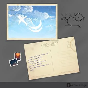 Old Postcard Design, Template Old Postcard Design, Template. Vector Illust... Fotos de archivo