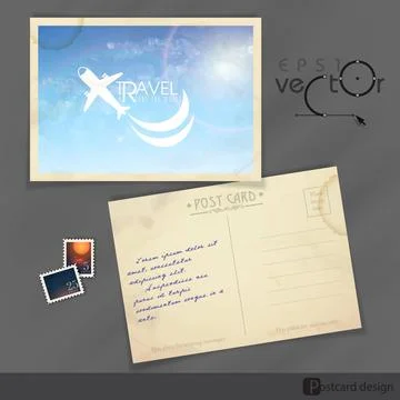 Old Postcard Design, Template Old Postcard Design, Template. Vector Illust... Fotos de archivo