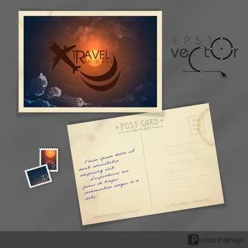 Old Postcard Design, Template Old Postcard Design, Template. Vector Illust... Fotos de archivo