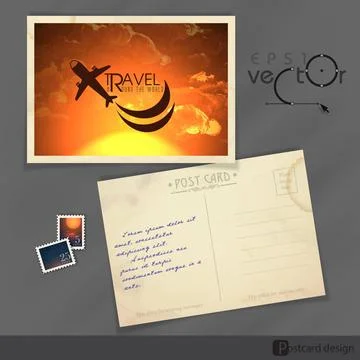 Old Postcard Design, Template Old Postcard Design, Template. Vector Illust... Fotos de archivo