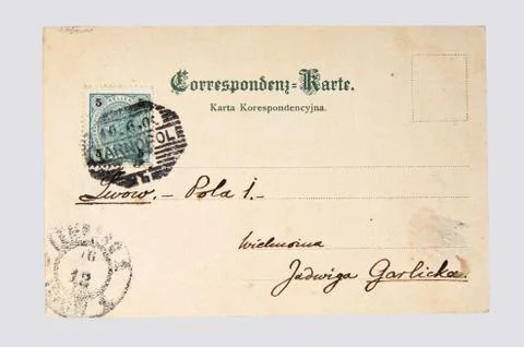 Old Postcard, on a gray background Stock Photos