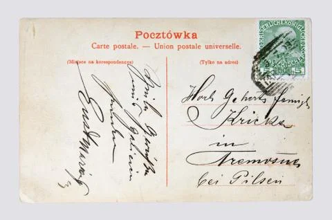 Old Postcard, on a gray background Stock Photos