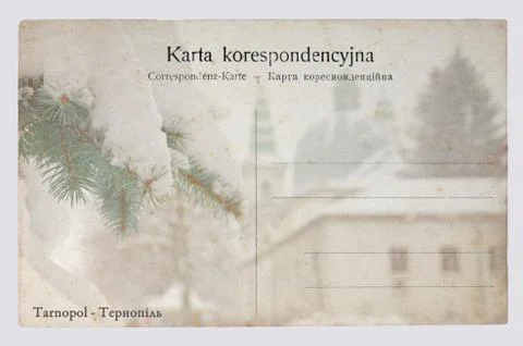 Old Postcard, on a gray background Stock Photos