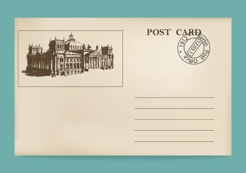 Old postcard. Stock Illustration