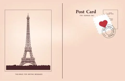 Old postcard for a loved one. Stock Illustration