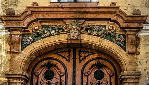 Old postcard of one historical building.timisoara Stock Photos