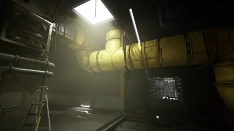 Old power plant with corroded flanges and dilapidated access points Stock Footage 330116220