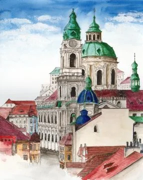 Old Prague cityscape Stock Illustration