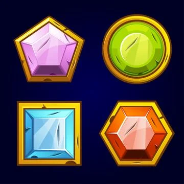 Old precious and multi-colored stones Stock Illustration